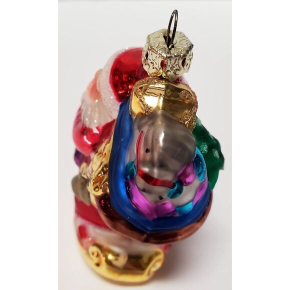 Christmas Ornament Santa Sleigh Sack of Toys & Presents Glass Gold Sparkling - Picture 7 of 9